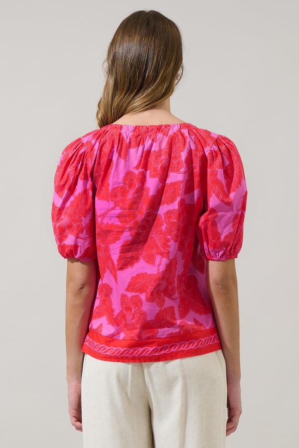 Sugarlips Rency Floral Gily Puff Sleeve Top