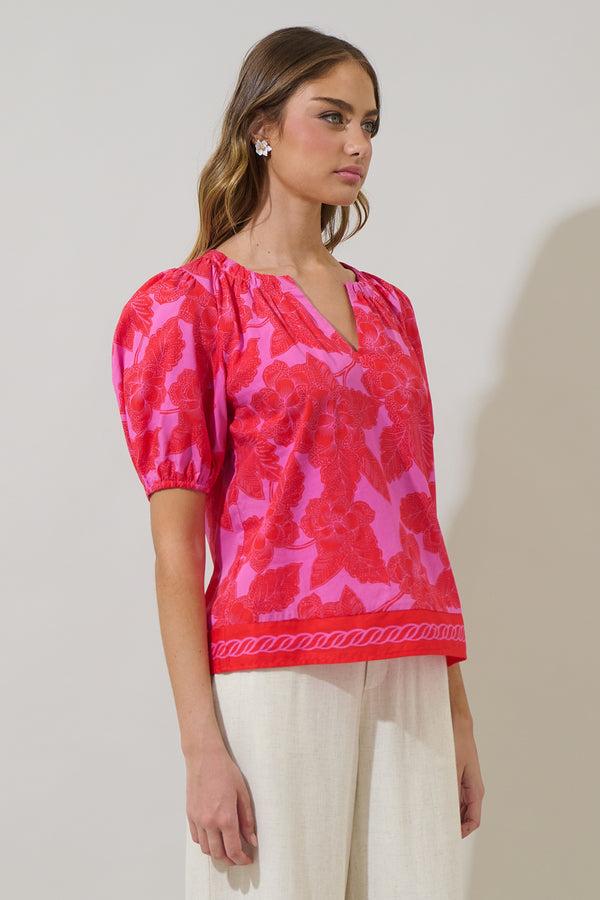 Sugarlips Rency Floral Gily Puff Sleeve Top