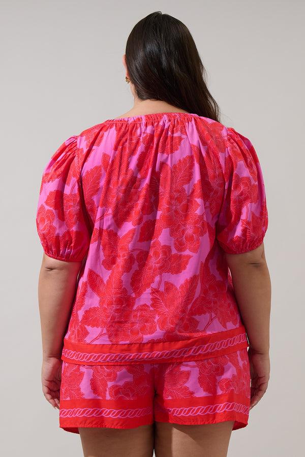 Sugarlips Rency Floral Gily Puff Sleeve Top Curve