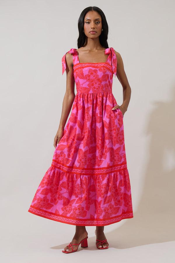 Sugarlips Rency Floral Pime Smocked Maxi Dress