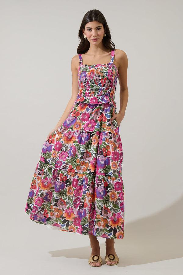 Sugarlips Rendal Floral Lindsy Smocked Maxi Dress