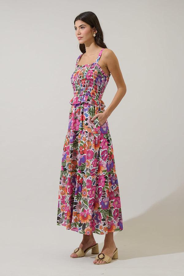 Sugarlips Rendal Floral Lindsy Smocked Maxi Dress