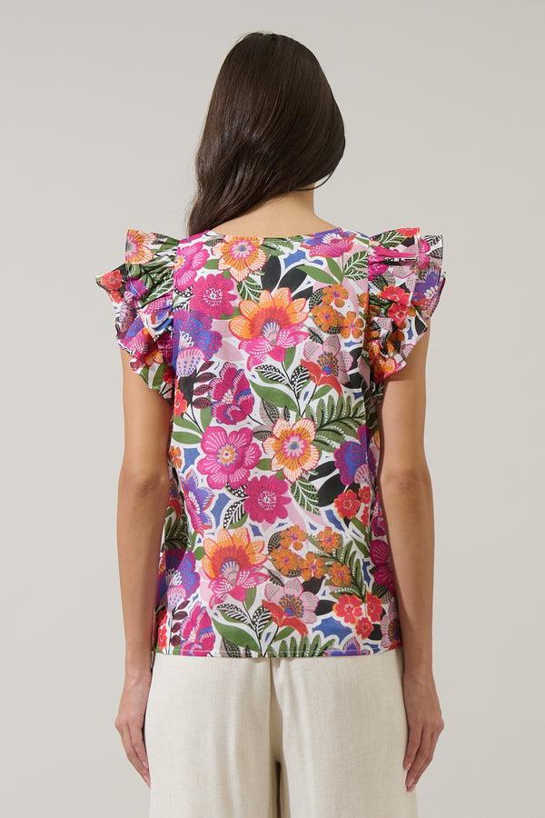 Sugarlips Rendal Floral Tiffy Ruffle Top