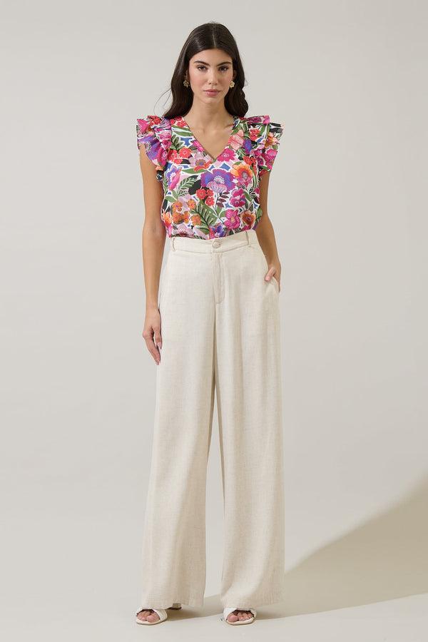 Sugarlips Rendal Floral Tiffy Ruffle Top
