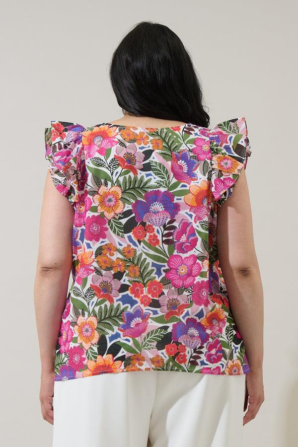 Sugarlips Rendal Floral Tiffy Ruffle Top Curve