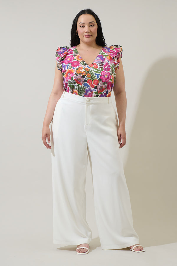 Sugarlips Rendal Floral Tiffy Ruffle Top Curve