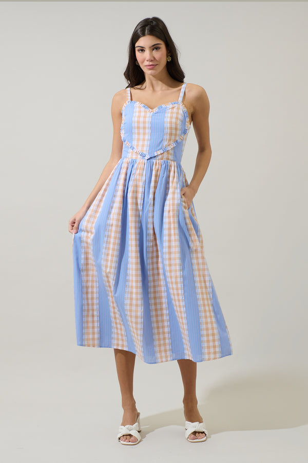 sugarlips Renesa Heart Smocked Midi Dress