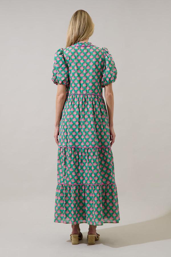 Sugarlips Renley Tiered Maxi Dress Gercy Abstract