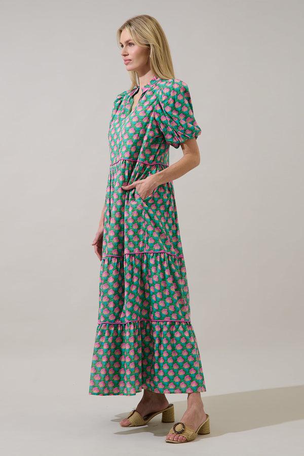 Sugarlips Renley Tiered Maxi Dress Gercy Abstract