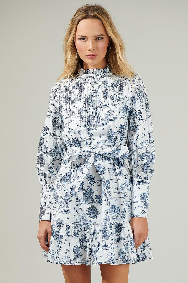 Sugarlips Renzo Toile Beacher Pintuck Shift Dress