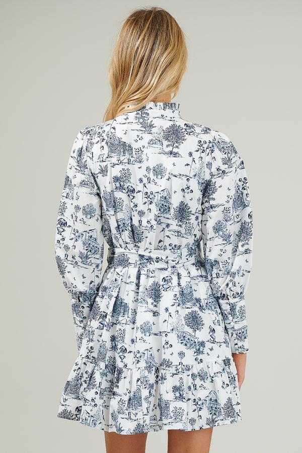 Sugarlips Renzo Toile Beacher Pintuck Shift Dress