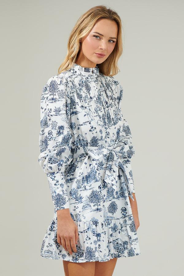 Sugarlips Renzo Toile Beacher Pintuck Shift Dress