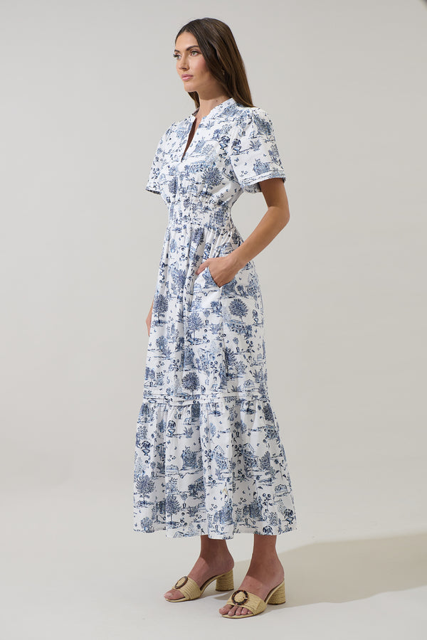 Sugarlips Renzo Toile Belraj Poplin Maxi Dress