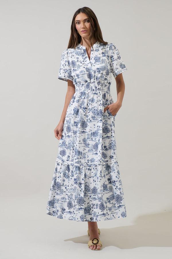 sugarlips Renzo Toile Belraj Poplin Maxi Dress