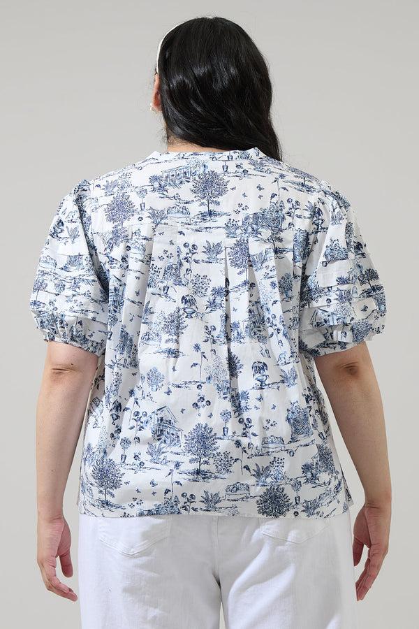Sugarlips Renzo Toile Court Button Down Top Curve