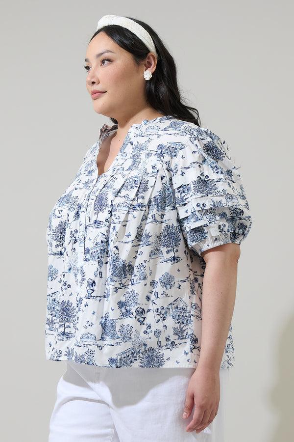 Sugarlips Renzo Toile Court Button Down Top Curve