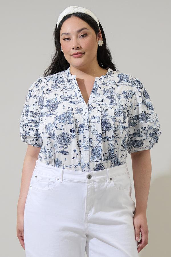 sugarlips Renzo Toile Court Button Down Top Curve