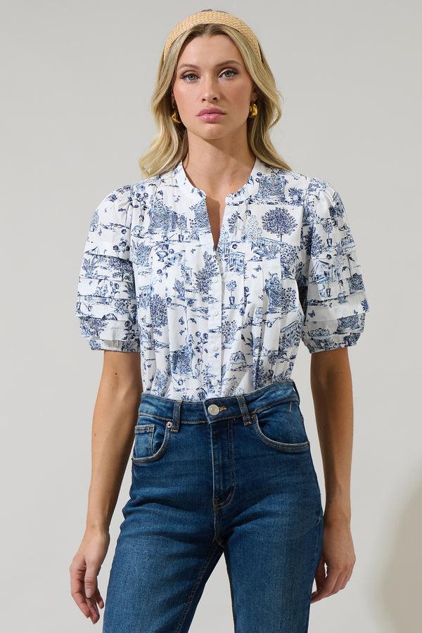sugarlips Renzo Toile Court Button Down Top