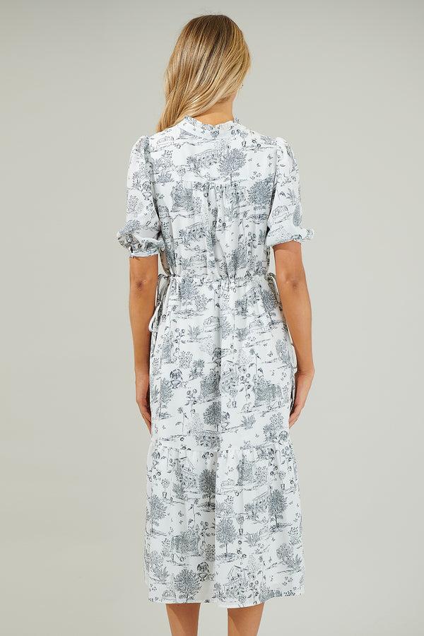 Sugarlips Renzo Toile Pleated Midi Dress