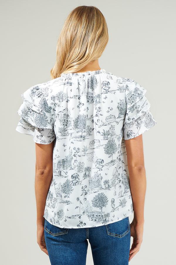 Sugarlips Renzo Toile Ruffle Blouse