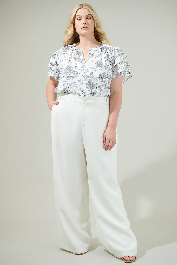 Sugarlips Renzo Toile Ruffle Blouse Curve