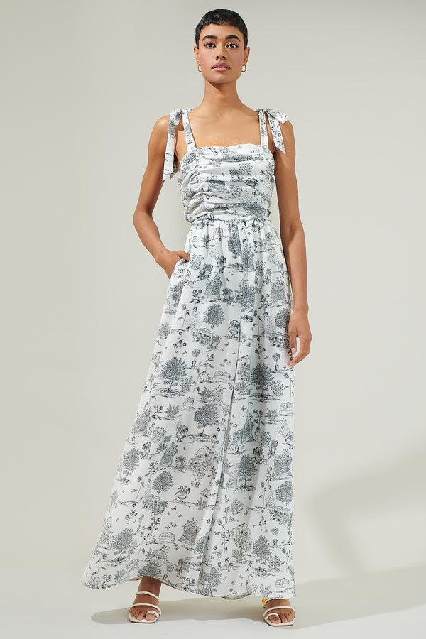 Sugarlips Renzo Toile Strap Tie Jumpsuit