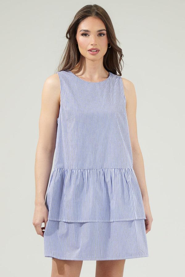 sugarlips Reynaga Striped Lia Tiered Mini Dress