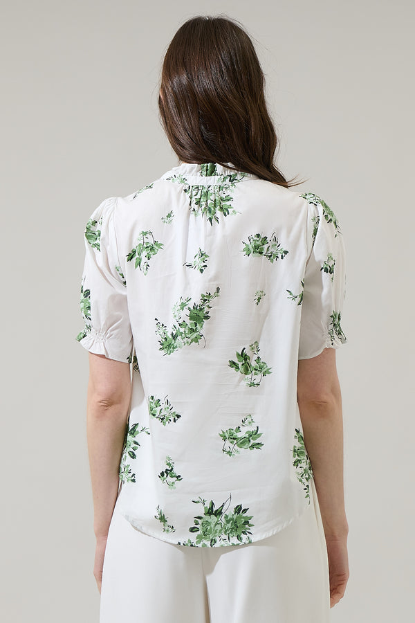 Sugarlips Ria Floral Clove Puff Sleeve Top