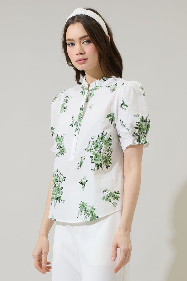 Sugarlips Ria Floral Clove Puff Sleeve Top