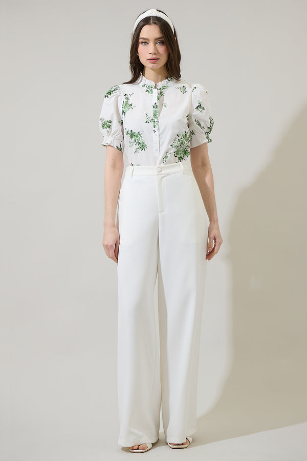 Sugarlips Ria Floral Clove Puff Sleeve Top