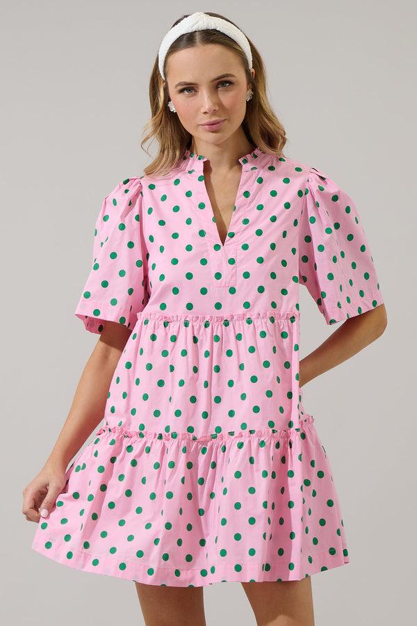 sugarlips Riana Dot Dixie Split Neck Shift Dress