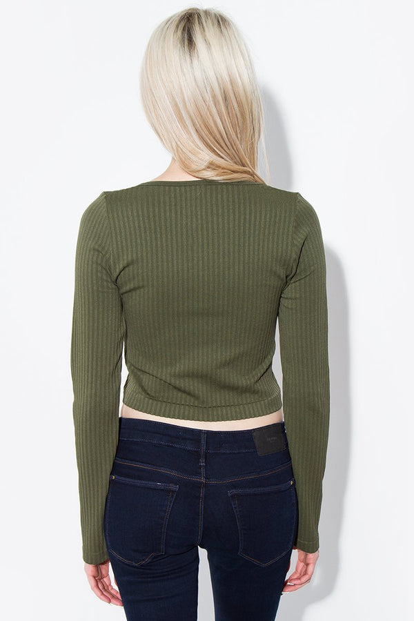 Sugarlips Rib Knit Long Sleeve Top
