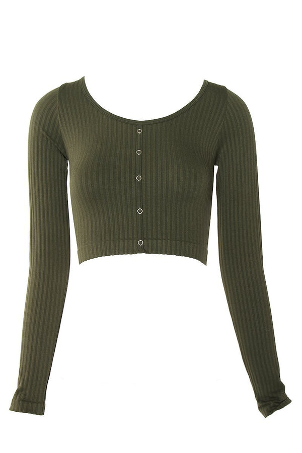 Sugarlips Rib Knit Long Sleeve Top