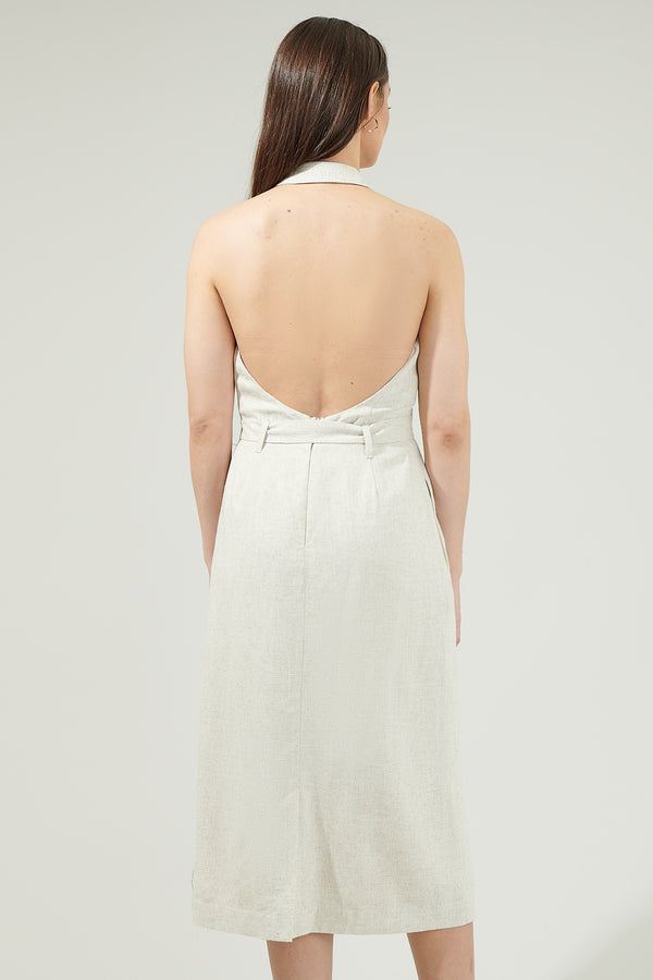 Sugarlips Rina Linen Halter Midi Dress