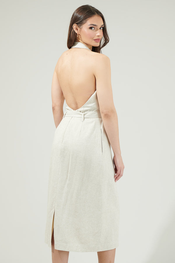 Sugarlips Rina Linen Halter Midi Dress