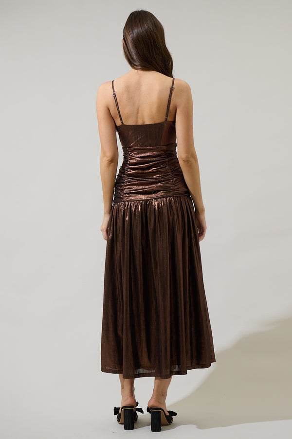 Sugarlips Rina Metallic Bristol Ruched Maxi Dress
