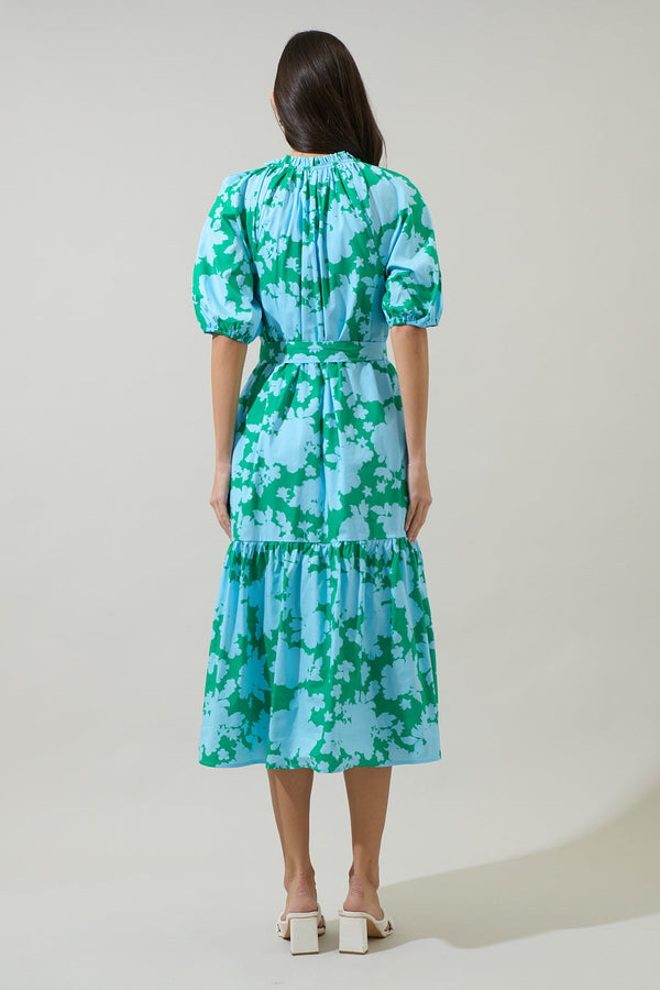 Sugarlips Riona Floral Wynette Tiered Midi Dress