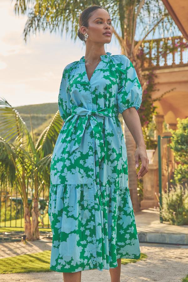 sugarlips Riona Floral Wynette Tiered Midi Dress