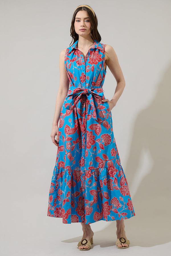 Sugarlips Ripon Floral Cileah Collared Maxi Dress
