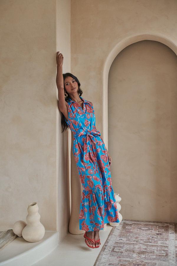 sugarlips Ripon Floral Cileah Collared Maxi Dress