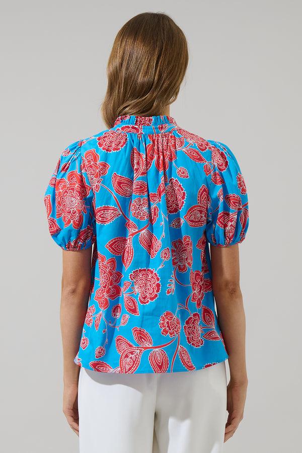 Sugarlips Ripon Floral Close To You Split Neck Top