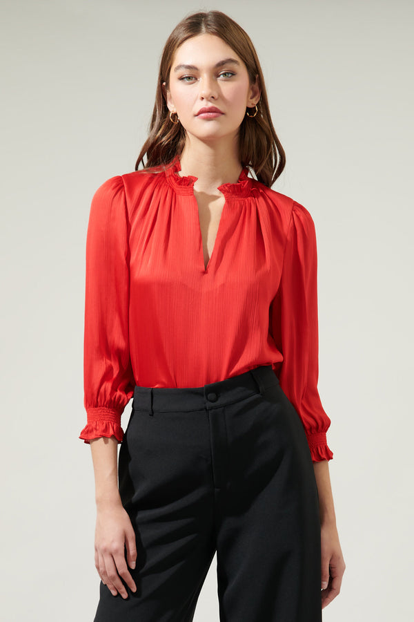 sugarlips Rodeo Split Neck Blouse