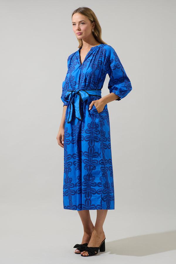 Sugarlips Romery Abstract Terie V-Neck Midi Dress