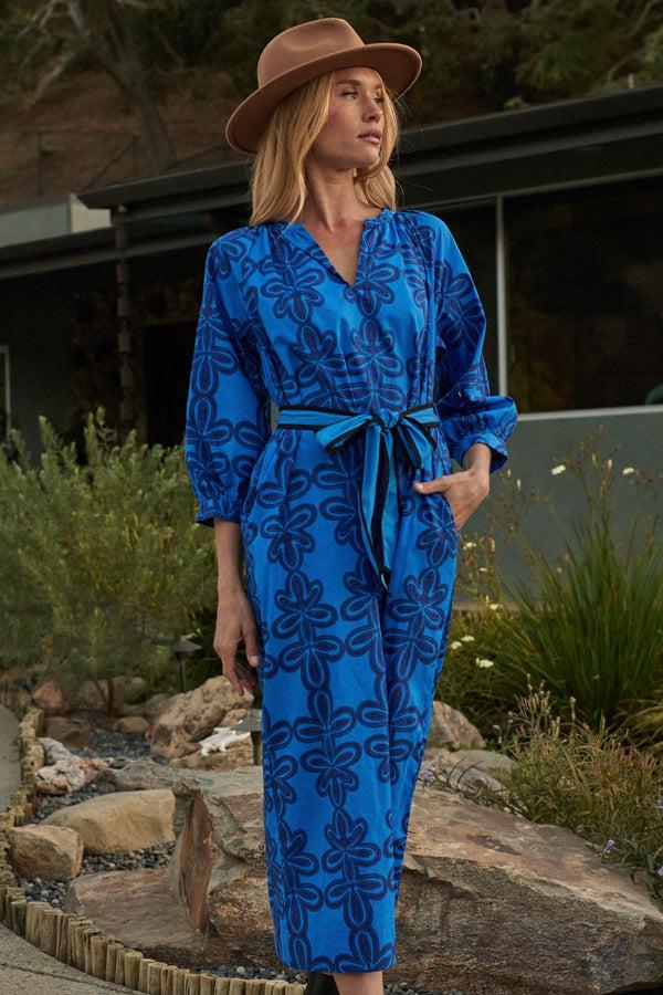 sugarlips Romery Abstract Terie V-Neck Midi Dress