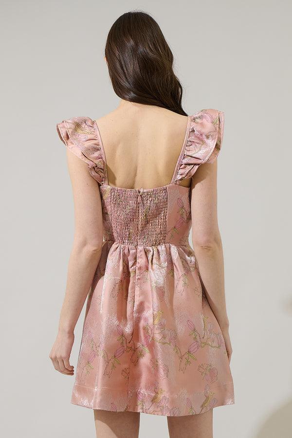 Sugarlips Romie Floral Jacquard Ruffle Mini Dress