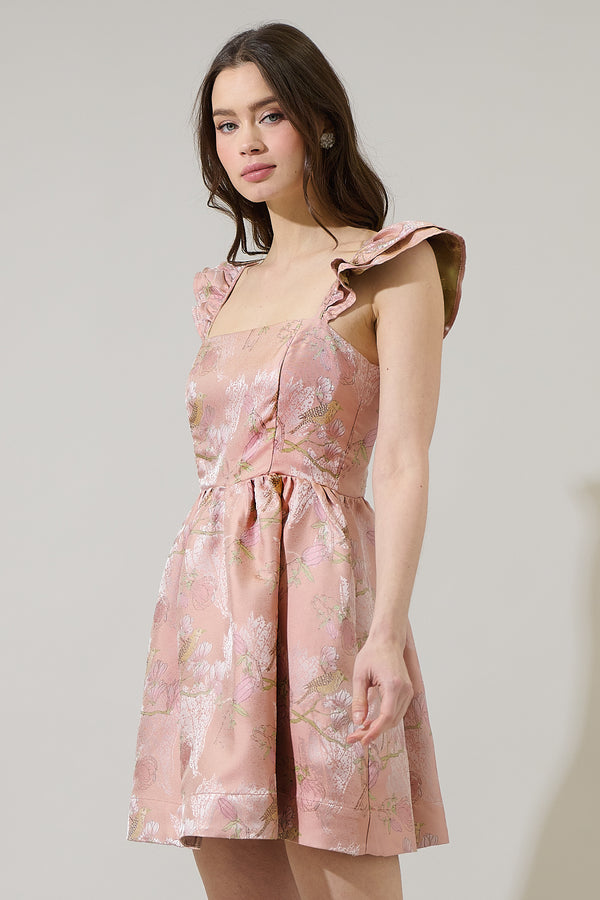 Sugarlips Romie Floral Jacquard Ruffle Mini Dress