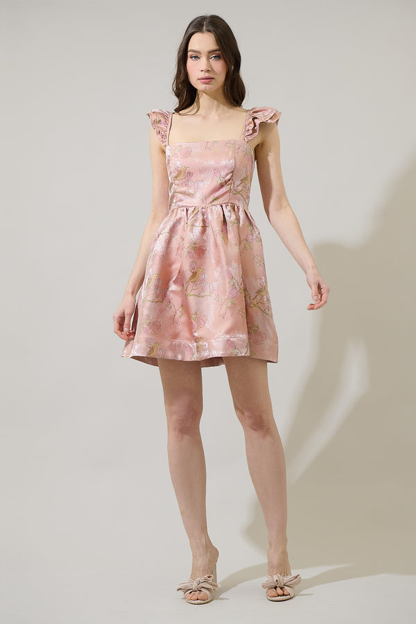 Sugarlips Romie Floral Jacquard Ruffle Mini Dress