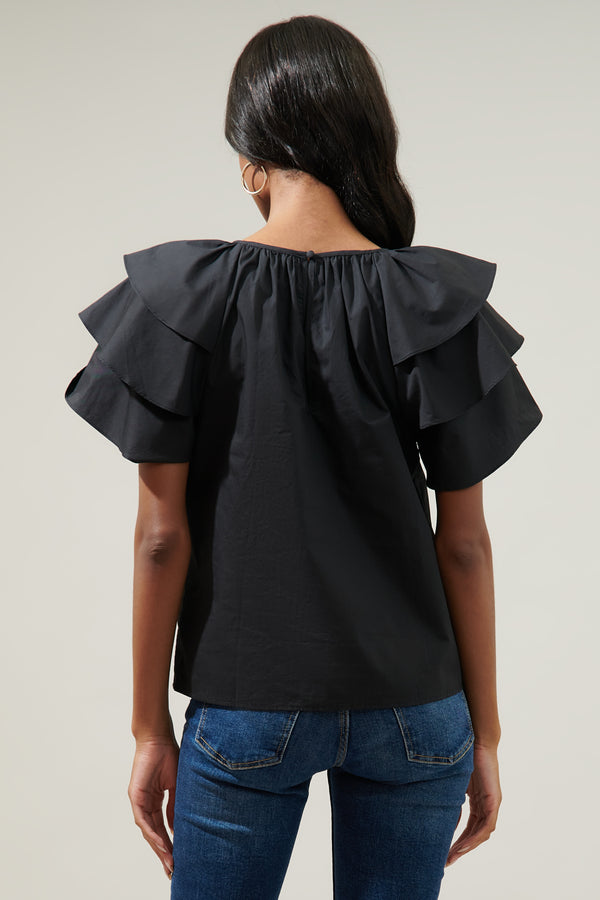 Sugarlips Romie Ruffle Sleeve Poplin Top