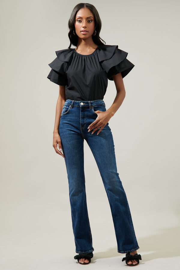 Sugarlips Romie Ruffle Sleeve Poplin Top