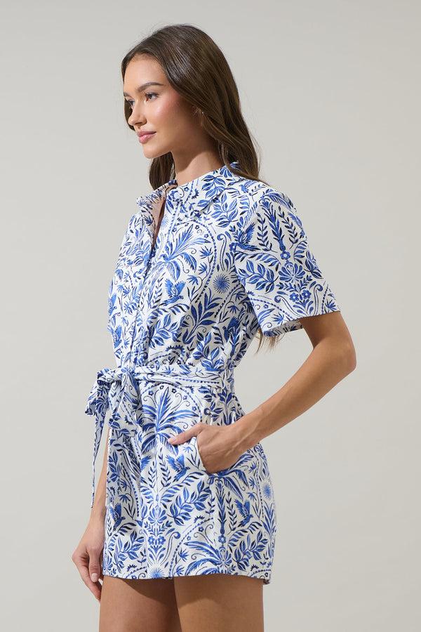 Sugarlips Romina Tropical Soria Button Up Romper